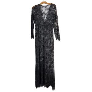 Yomoko black lace long sleeve witchy dark goth dress cover whimsigoth morticia